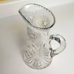 Vintage elegant unique "Murano" clear glass pitcher/vase with starburst design